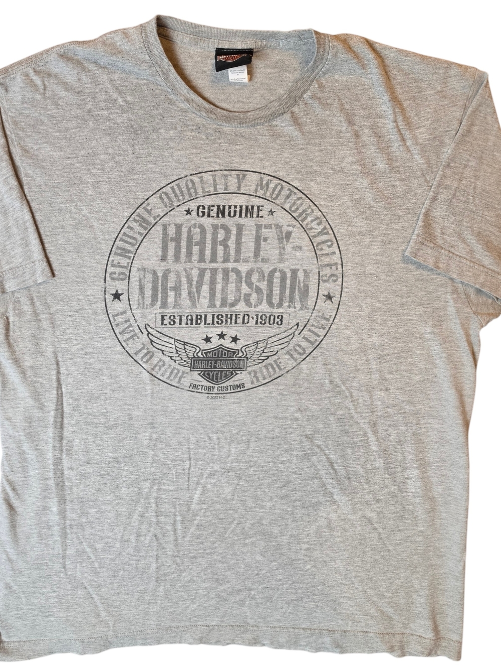 Harley-Davidson Men's Gray Graphic Logo T-Shirt XL Bikercore Grunge Streetwear